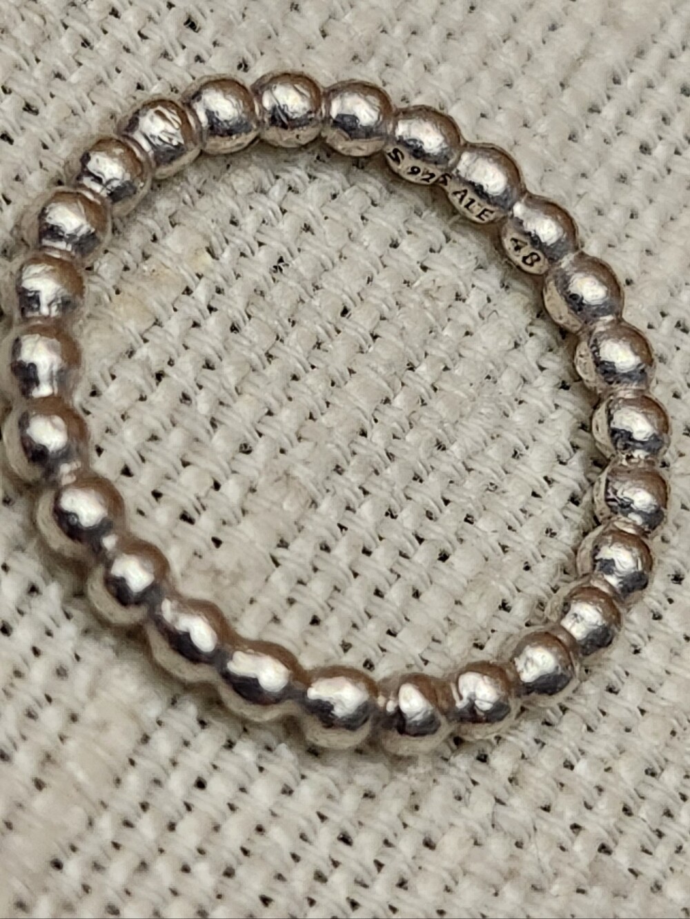 Pandora Sterling Silver Beaded Look Stackable Ring Small